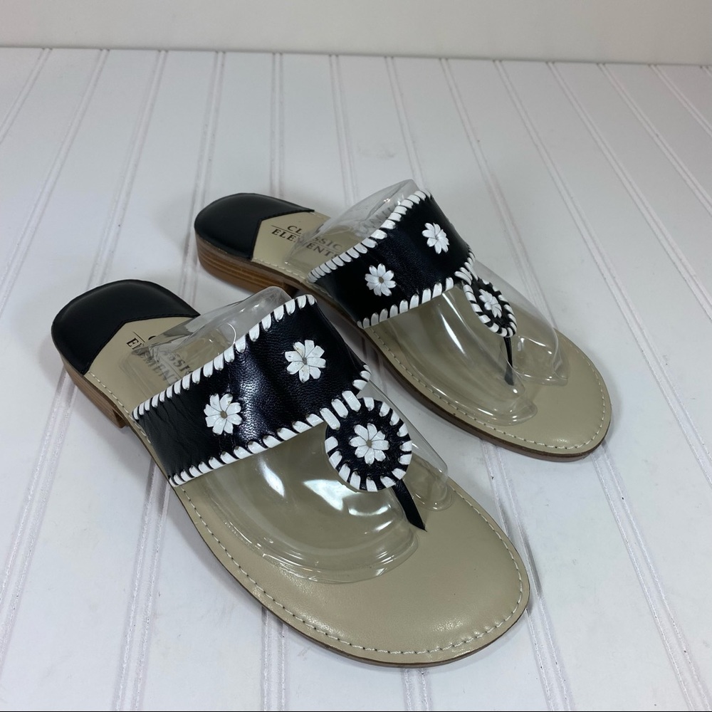 Classic Elements Black & White Leather Sandals - image 4